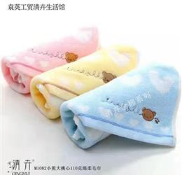 M6282清卉（小熊大桃心）棉柔毛巾110克